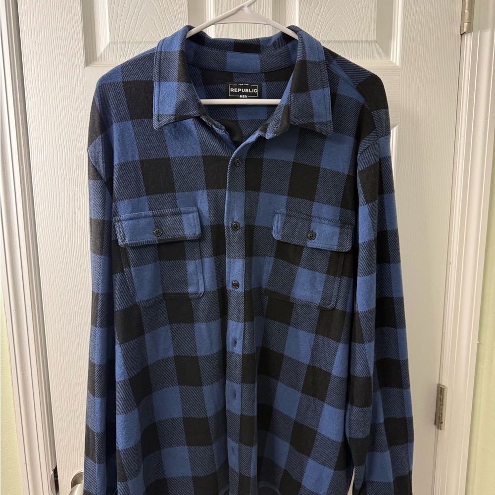 For The Republic Blue and Black Checkered Shirt